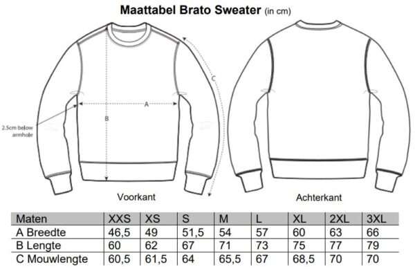 Maattabel Sweaters | Brato