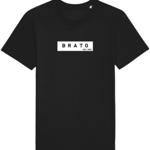 Mannen T-shirt - B R A T O met achtergrond - zwart