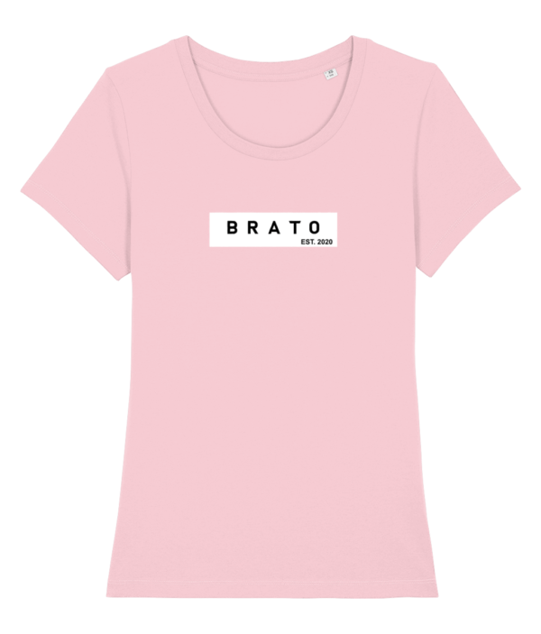 Vrouwen T-shirt - B R A T O met achtergrond - Licht roze