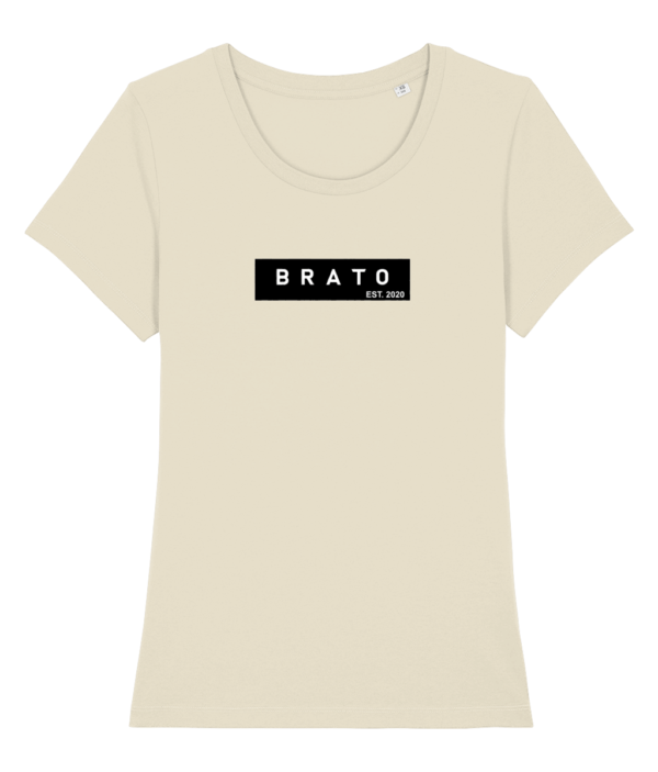 Vrouwen T-shirt - B R A T O met achtergrond - Naturel