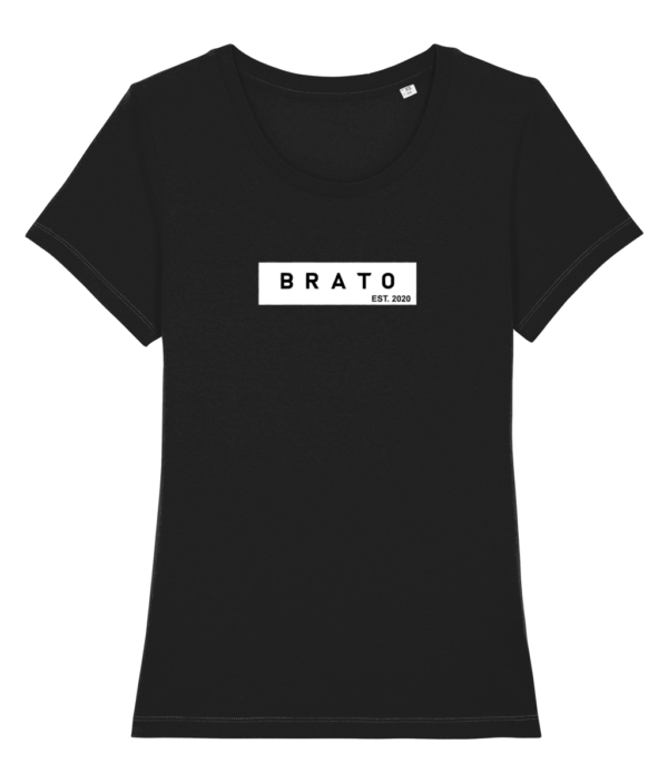Vrouwen T-shirt - B R A T O met achtergrond - Zwart